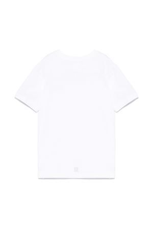 T-shirt con logo ricamato in cotone bianco GIVENCHY KIDS | H3072710P